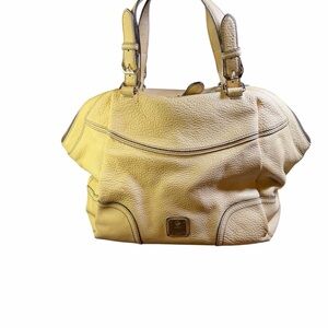 MCM Vintage Pebbled Leather Satchel Bag - Tan/Beige - Authentic